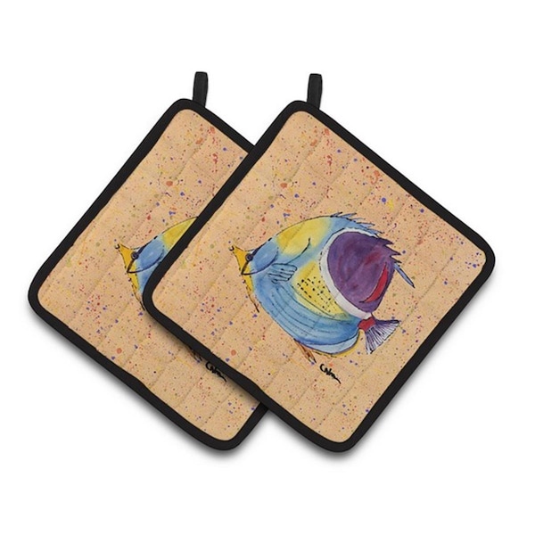 Carolines Treasures Tropical Fish Pair of Pot Holders, 7.5 x 3 x 7.5 in. - 8529PTHD