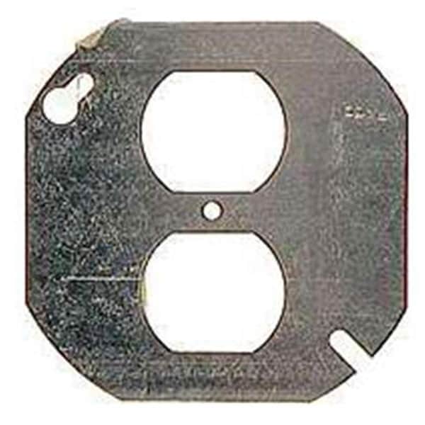 D & H Distributing Electrical Box Cover, Octagon Box Type, 1 Gang, Octagon, Duplex Receptacle Cover - MA778254