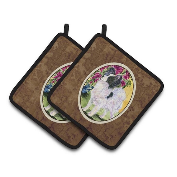 Carolines Treasures Papillon Pair of Pot Holders, 7.5 x 3 x 7.5 in. - SS8477PTHD