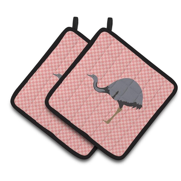 Carolines Treasures Rhea Pink Check Pair of Pot Holders - BB7923PTHD