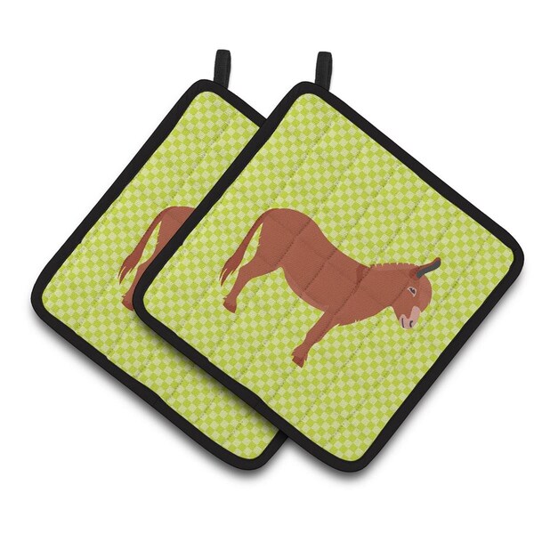 Carolines Treasures Irish Donkey Green Pair of Pot Holders - BB7674PTHD