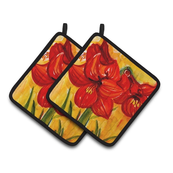 Carolines Treasures Flower - Amaryllis Pair of Pot Holders - 6067PTHD