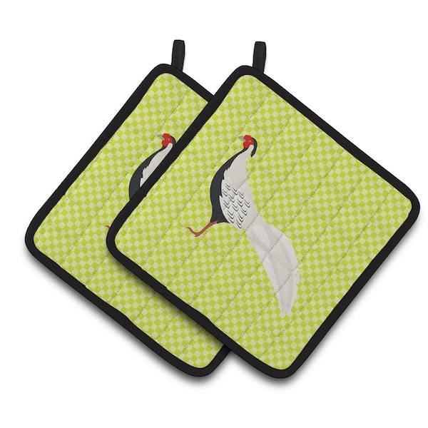 Carolines Treasures Silver Pheasant Green Pair of Pot Holders - BB7755PTHD