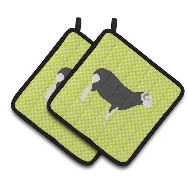 Carolines Treasures Herwick Sheep Green Pair of Pot Holders - BB7796PTHD