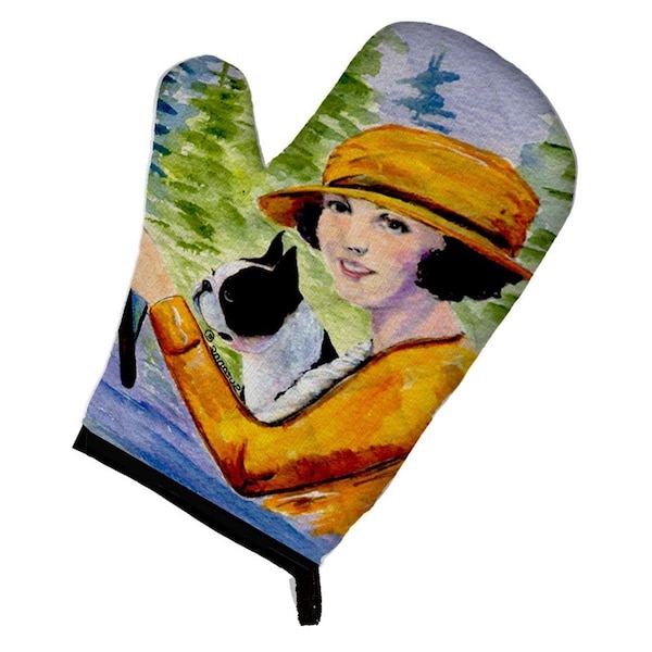 Carolines Treasures Woman driving with Her Boston Terrier Oven Mitt - SS8534OVMT