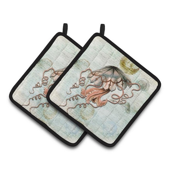 Carolines Treasures Jellyfish Pair of Pot Holders, 7.5 x 3 x 7.5 in. - SB3044PTHD