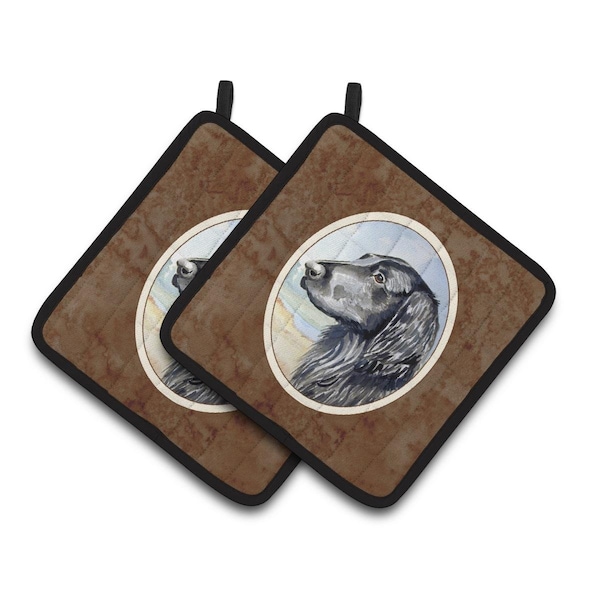 Carolines Treasures Flat Coated Retriever Pair of Pot Holders - 7064PTHD
