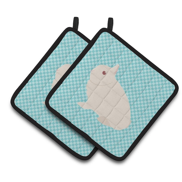 Carolines Treasures Hermelin Rabbit Blue Check Pair of Pot Holders - BB8138PTHD