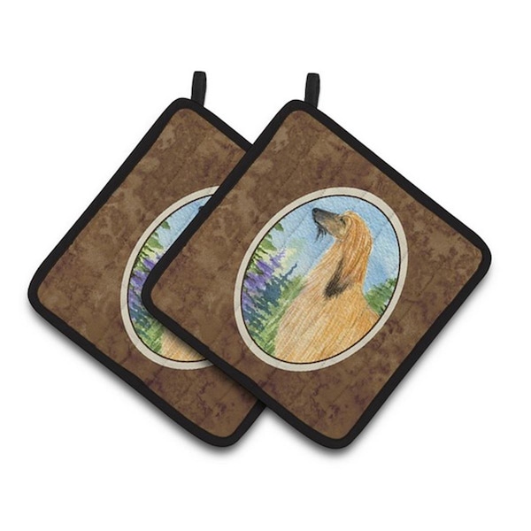 Carolines Treasures Afghan Hound Pair of Pot Holders, 7.5 x 3 x 7.5 in. - SS8220PTHD