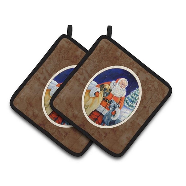 Carolines Treasures Santa Claus with Great Dane Pair of Pot Holders, 7.5 x 3 x 7.5 in. - 7232PTHD