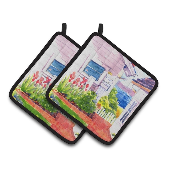 Carolines Treasures Beach View Between the Houses Pair of Pot Holders - 6125PTHD