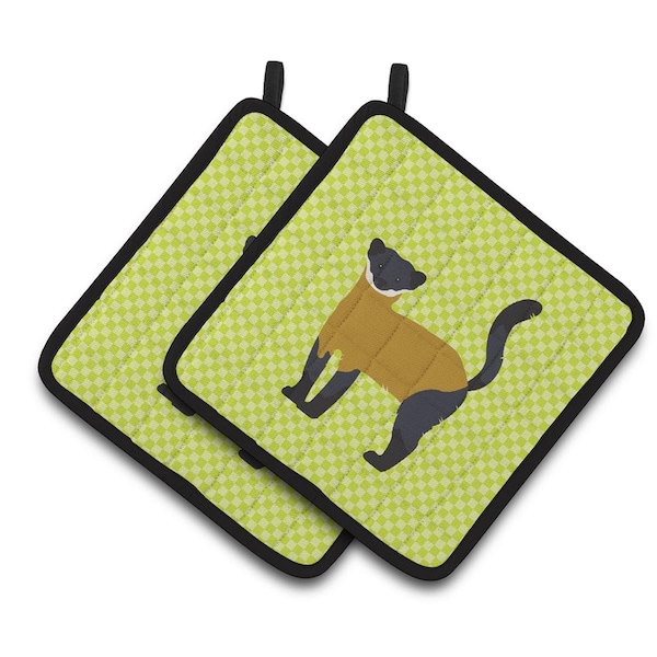 Carolines Treasures Yellow-Throated Marten Green Pair of Pot Holders - BB7700PTHD