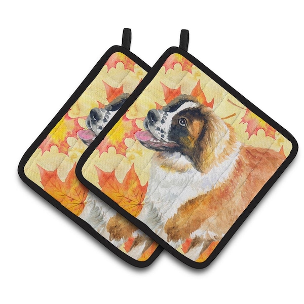 Carolines Treasures Saint Bernard Fall Pair of Pot Holders - BB9940PTHD