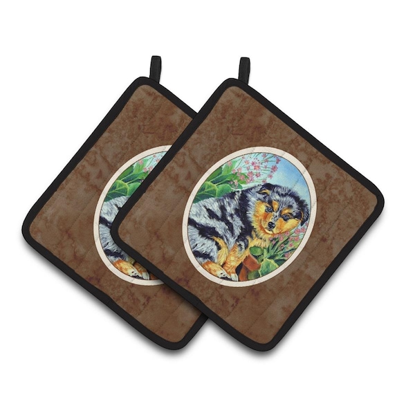 Carolines Treasures Australian Shepherd Puppy Pair of Pot Holders - 7045PTHD