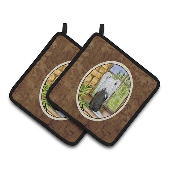 Carolines Treasures Chinese Crested Pair of Pot Holders, 7.5 x 3 x 7.5 in. - SS8121PTHD