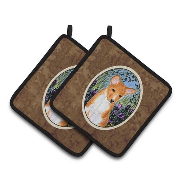 Carolines Treasures Basenji Pair of Pot Holders, 7.5 x 3 x 7.5 in. - SS8108PTHD
