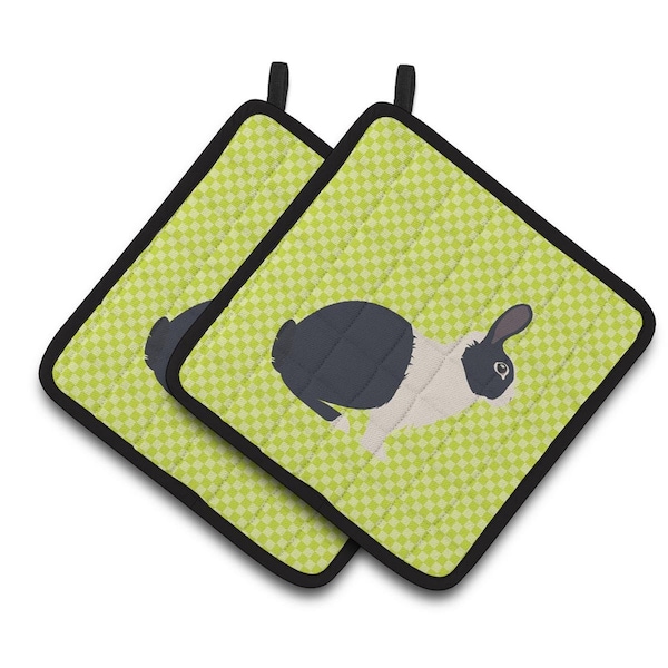 Carolines Treasures Dutch Rabbit Green Pair of Pot Holders - BB7784PTHD