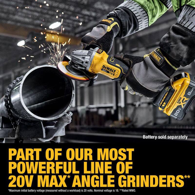 DEWALT Amoladora Angular Inalámbrica de 20V XR 4-1/2 a 5 pulgadas con Velocidad Variable (Herramienta Solamente) - DCG410VSB