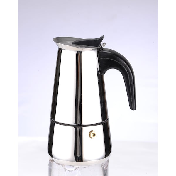 Home Basics 2 Cup Demitasse Shot Stainless Steel Stovetop Espresso Maker, Silver - EM00248