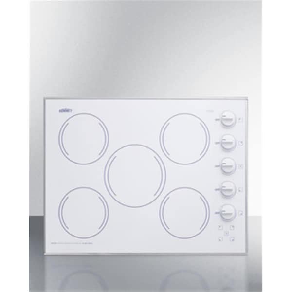 Summit 27 in. Wide 5 Burner Electric CooktopSmooth White Ceramic Glass Finish - CR5B274W