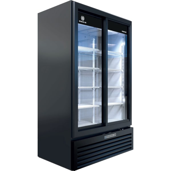 Beverage-Air Glass Door Merchandiser, Sliding Doors, 29.41 cu. ft. Capacity, Black - MT49-1-SDB