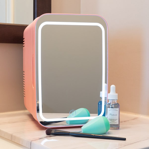 Home-Complete Skincare Fridge - 4L Mini Portable Fridge with 12V Charger by Pink - 80-5209