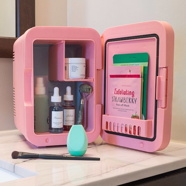 Home-Complete Skincare Fridge - 4L Mini Portable Fridge with 12V Charger by Pink - 80-5209