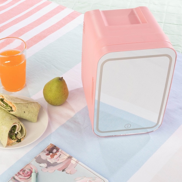 Home-Complete Skincare Fridge - 4L Mini Portable Fridge with 12V Charger by Pink - 80-5209