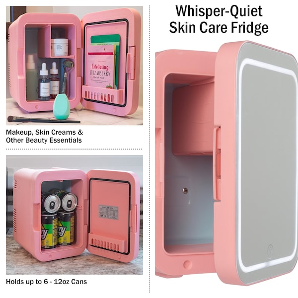 Home-Complete Skincare Fridge - 4L Mini Portable Fridge with 12V Charger by Pink - 80-5209