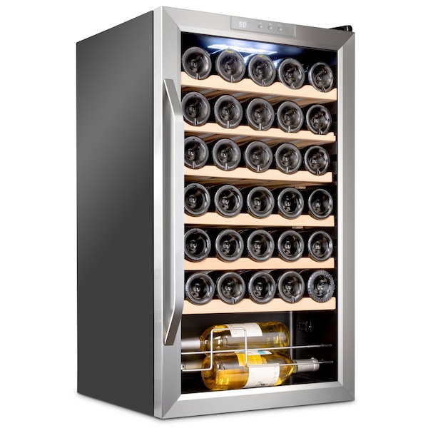 Ivation 34-Bottle Compressor Freestanding Wine Cooler Refrigerator - Stainless Steel - IVFWCC341WSS