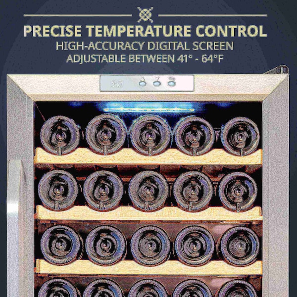 Ivation 34-Bottle Compressor Freestanding Wine Cooler Refrigerator - Stainless Steel - IVFWCC341WSS