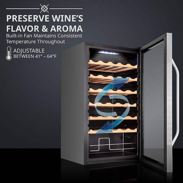 Ivation 34-Bottle Compressor Freestanding Wine Cooler Refrigerator - Stainless Steel - IVFWCC341WSS