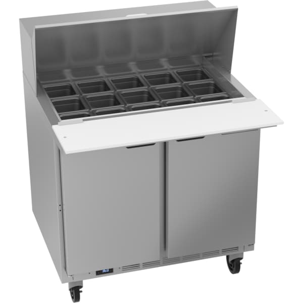 Beverage-Air Refrigerated Sandwich Prep Table, Mega Top, 2 Door, 10.2 cu. Ft, 115 Volt - SPE36HC-15M
