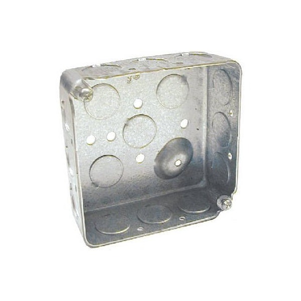 Racoorporated Electrical Box, 21 cu in, Square Box Type, 2 Gangs, Steel, Square Shape - 8190