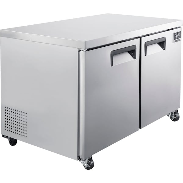 Global Industrial Nexel Undercounter Refrigerator, 2 Solid Doors, 11.2 Cu. Ft., Stainless Steel - 243086