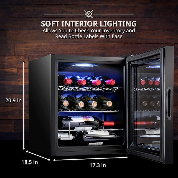 Ivation 12-Bottle Compressor Freestanding Wine Cooler Refrigerator - Black - IVFWCC125B