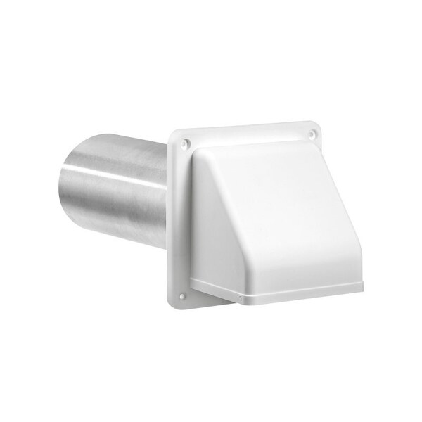 Lambro 222WS Hood Vent, 5-1/2 in W Hood, 5.69 in H Hood, 3 in Duct, Plastic Hood, White Hood - 222W/S