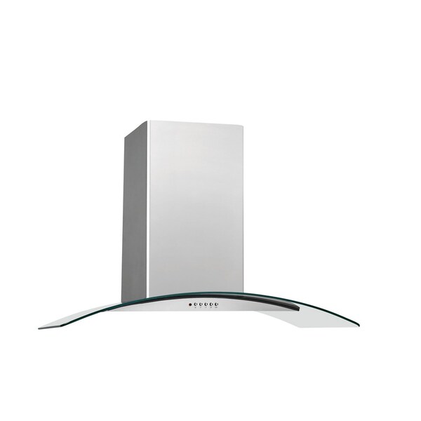 Almo 36in. Contemporary Glass Canopy Wall-Mount Range Hood, 3 Speeds and 400 CFM Centrifugal Blower - FHWC3660LS