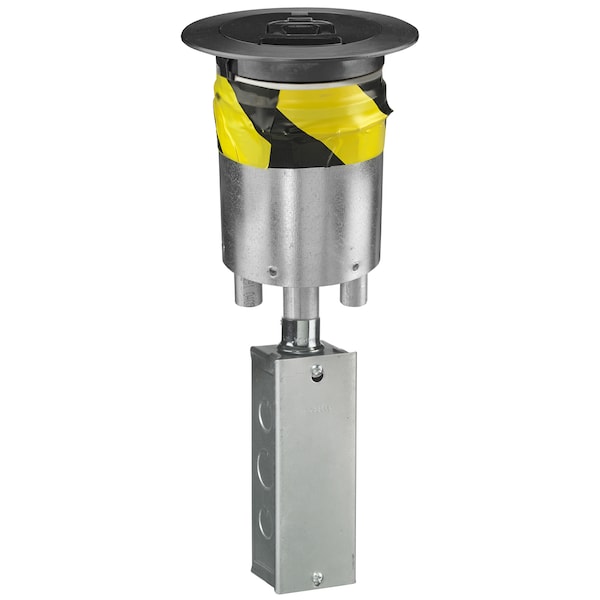 Hubbell Wiring Device-Kellems Recessed 4" Series, (1) S1R4PTFIT fitting, (1) S1R4CVRBLK Black Painted Recessed Cover, (1) S1R4SPQUAD Sub Plate, (1) S1FRPTJB Hubbell Junction Box - S1R4PTQUADBLK
