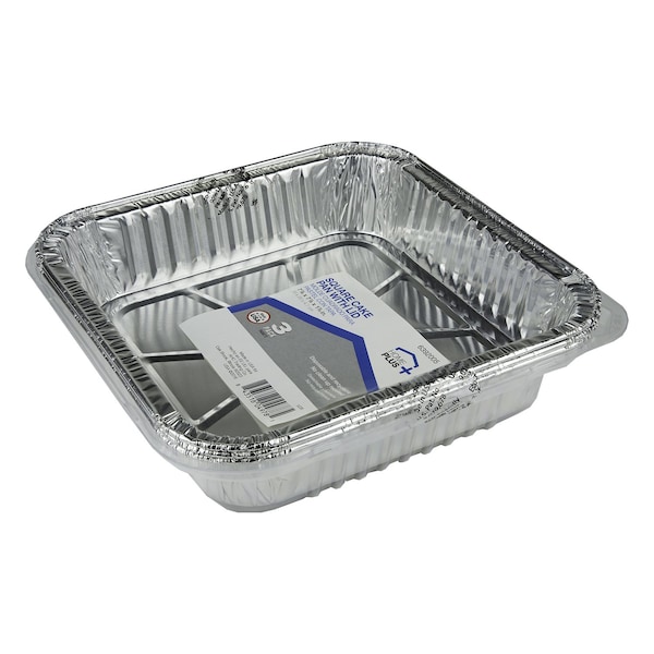Home Plus Durable Foil 7-7/8 in. W X 7-7/8 in. L Cake Pan Silver , 3PK - D18030