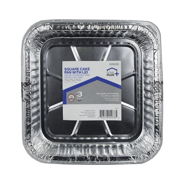 Home Plus Durable Foil 7-7/8 in. W X 7-7/8 in. L Cake Pan Silver , 3PK - D18030
