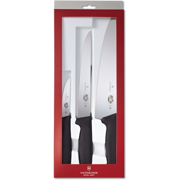 Swiss Army Brands 46892 Kitchen Fibrox Pro Sets 3-Piece Chef'S Set 10In Chef'S, 8In Slicing, 4In Paring Black - VIC-5.1053.3-X1