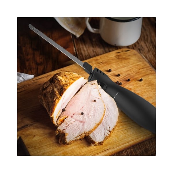 Hastings Home Electric Carving Knife with 8-inch Serrated Stainless Steel Blade, Comfort Grip Handle for Slicing - 411763IFL