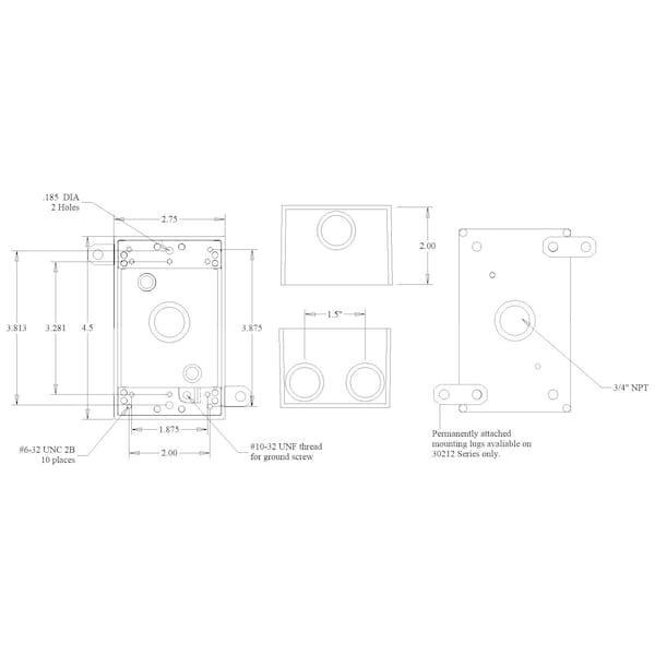 Mulberry Electrical Box, 18 cu in, Outlet Box Type, 1 Gang, Aluminum, Rectangular Shape - 30212