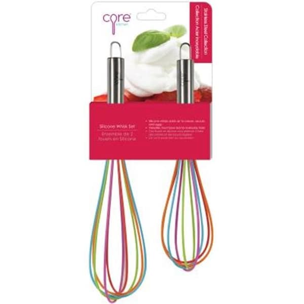 Core Kitchen Core Kitchen 10645 Kitchen Stainless Steel & Silicone Whisk Set; Rainbow - 2 Piece - 282346