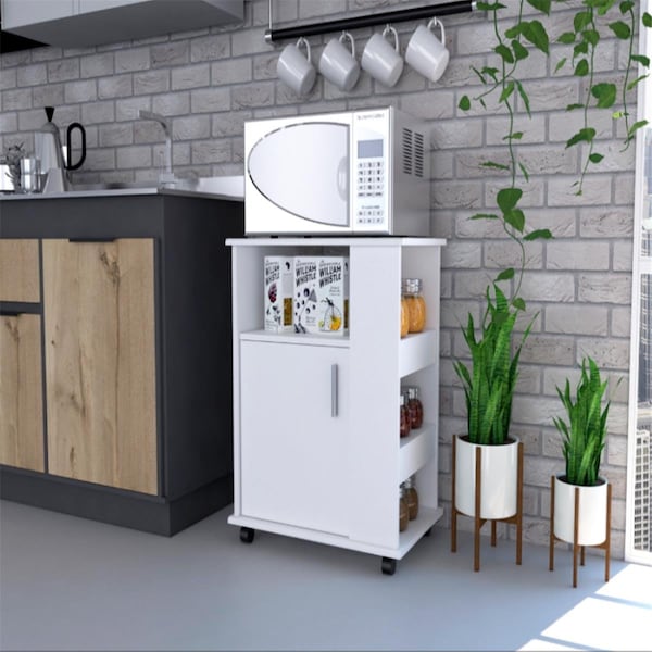 Depot E-Shop Munich Lower Microwave Pantry Single Door Cabinet, White - DE-MLB4228