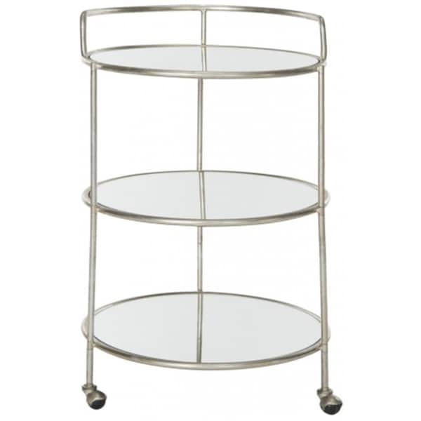 Safavieh Dulcinea Bar Cart- Silver and Mirror Top - 35 x 26 x 26 in. - FOX2554A
