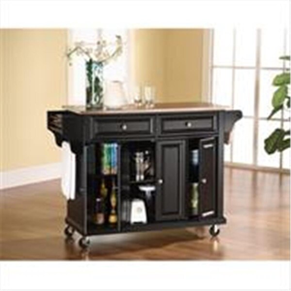 Betterbeds Crosley Furniture Stainless Steel Top Kitchen Cart-Island in Black Finish - BE657942