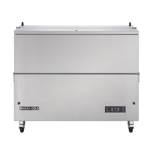 Maxx Cold Milk Cooler, 49 in.W, Stores up to 12 13 in. Milk Crates, in Stainless Steel - MXMC49HC