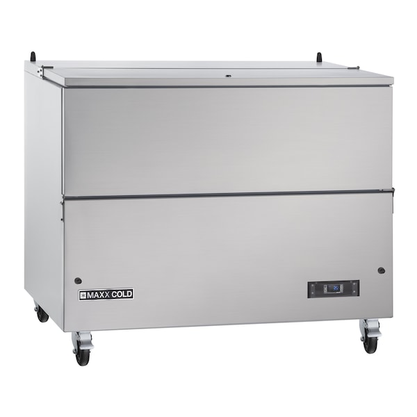Maxx Cold Milk Cooler, 49 in.W, Stores up to 12 13 in. Milk Crates, in Stainless Steel - MXMC49HC